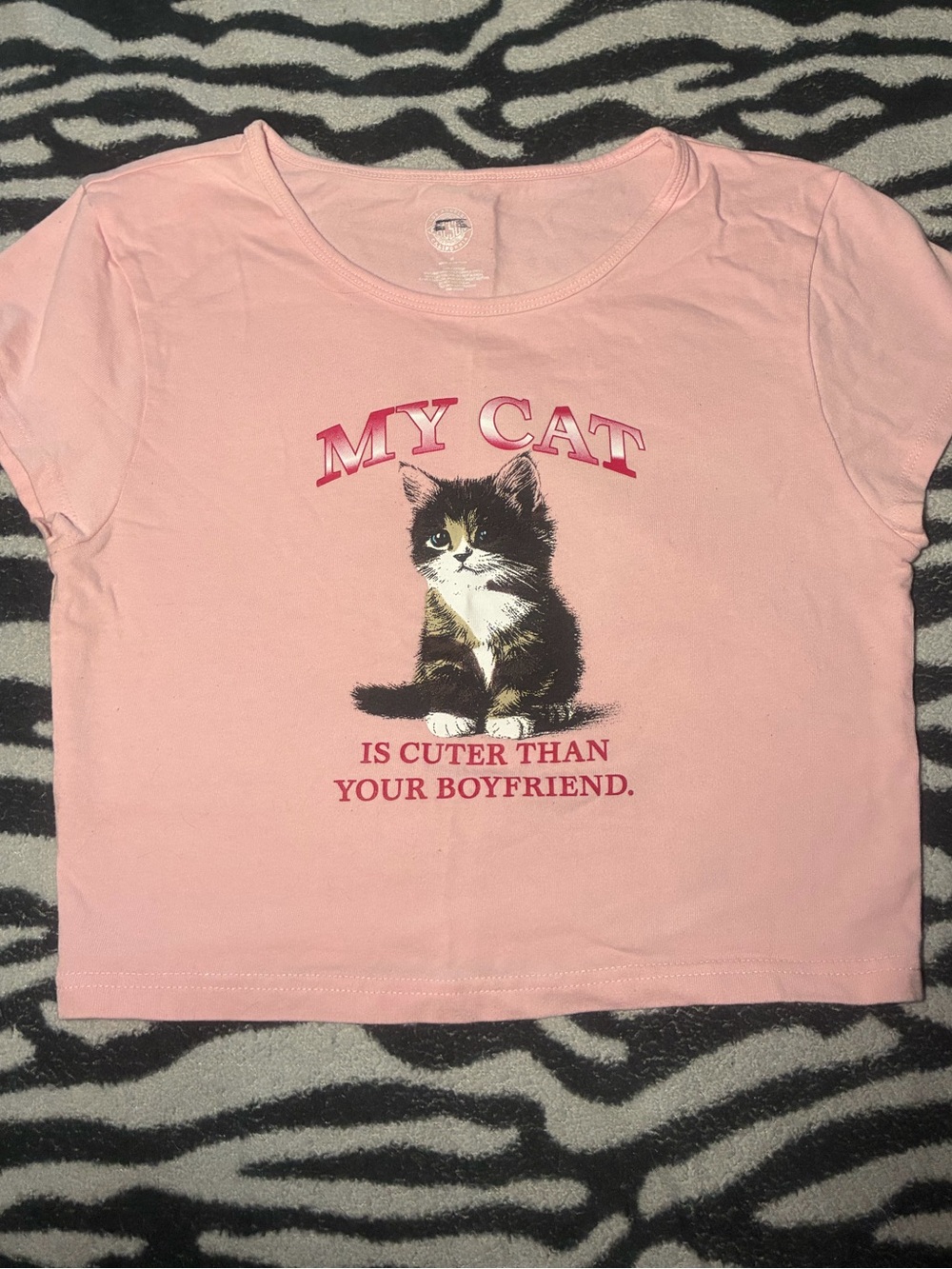 ⭒ my cat is cuter than your boyfriend crop top